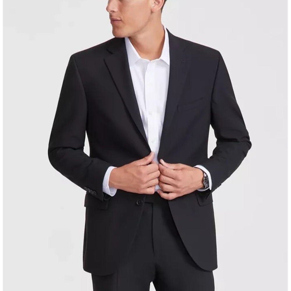 DKNY Men's Modern Fit Nested Suit Blazer Jacket Black 44L E071015